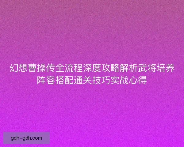 幻想曹操传全流程深度攻略解析武将培养阵容搭配通关技巧实战心得